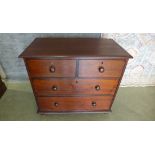 A Victorian mahogany 2 over 2 chest of drawers. In restored condition 79 cm tall. 91 x 49 cm.
