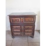 An 18th / 19th century and later walnut 2 part four drawer chest with moulded front drawers. 100