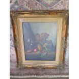 An oil on canvas still life, signed F R Voitz, in a gilt frame, 74cm x 64cm