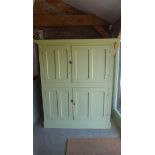 A 19th century painted pine cupboard with four panelled cupboard doors - ideal for freestanding