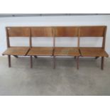 An oak folding seat pew ideal for pubs or restaurants, 211 cm wide x 81 cm tall