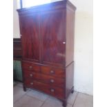 A 19th century mahogany linen press converted to hanging space with 2 active drawers. 210 cm tall