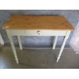 A painted pine side table with a drawer, 73cm tall x 84cm x 44cm