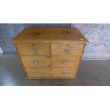 A Victorian pine 4-drawer chest 70cm tall, 86 x 46cm