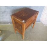 An oak stool with lift up storage top, 55cm tall x 50cm x 32cm