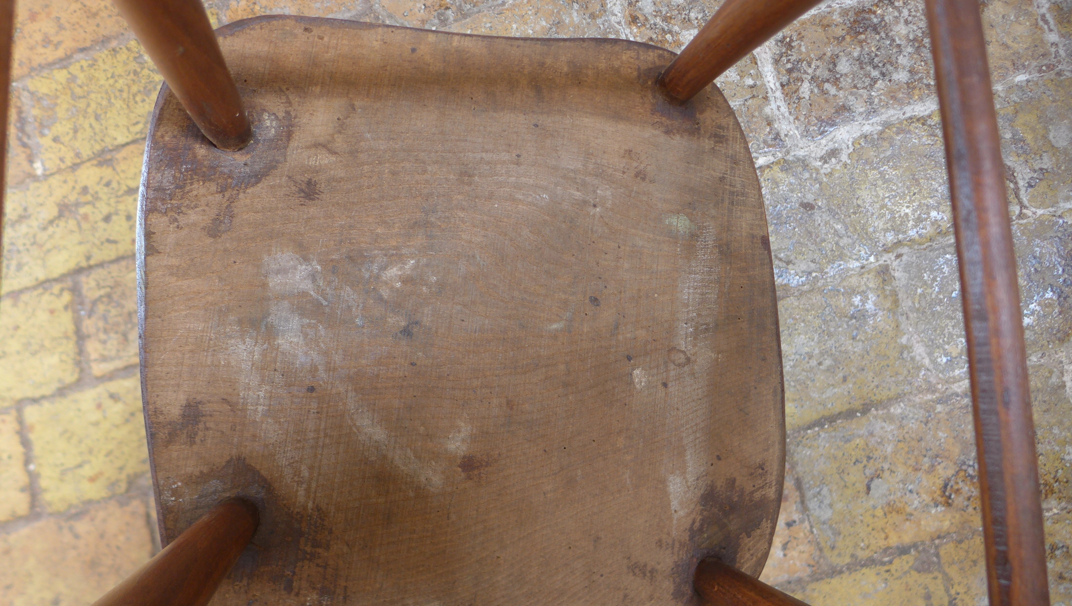 A child's ash and elm armchair, initialled SH, 64cm tall in good condition with some old traces of - Image 3 of 3