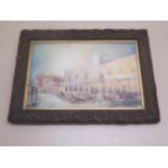 A small watercolour of the Doges Palace Venice in the style of Turner signed Benedetto - frame