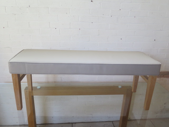 A Next oak glass top dining table and 2 grey leather effect stools, table 75 cm tall x 200 cm x 90 - Image 2 of 2