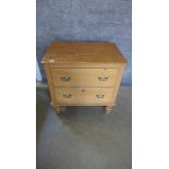 A pine 2-drawer chest 72cm tall, 71 x 50cm