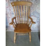 A Victorian style slat back grandfather chair