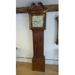 An 8 day longcase clock by Broderick of Saplding, early 19th century, painted dial with birds and