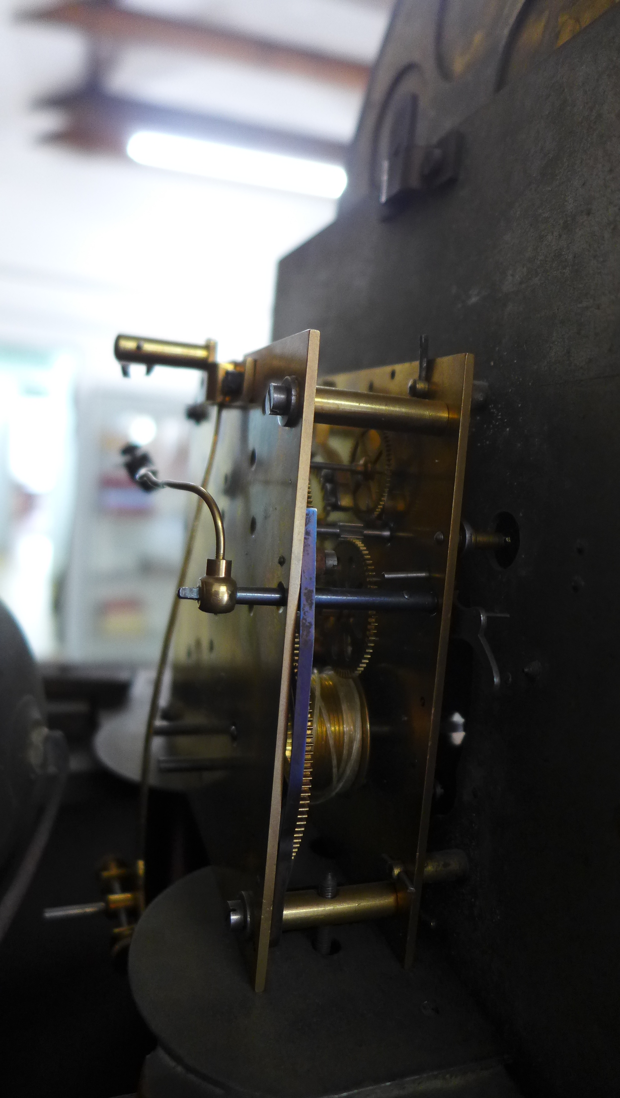 An oak longcase 8-day striking clock with moonphase dial Gustav Becker movement 188cm tall in need - Image 3 of 4