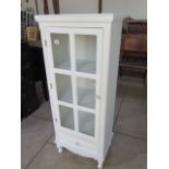 A white painted cabinet with a drawer, 120 cm tall x 48 cm cm x 32 cm