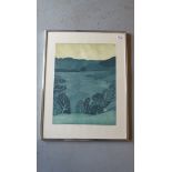 A John Brunsdon etching of Windermere 68/150, signed and numbered by the artist. Frame size 80cm x