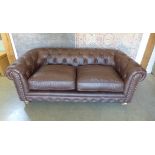 Alexander and James Brixton chesterfield 3-seater leather sofa in brown. Furniture Village sale