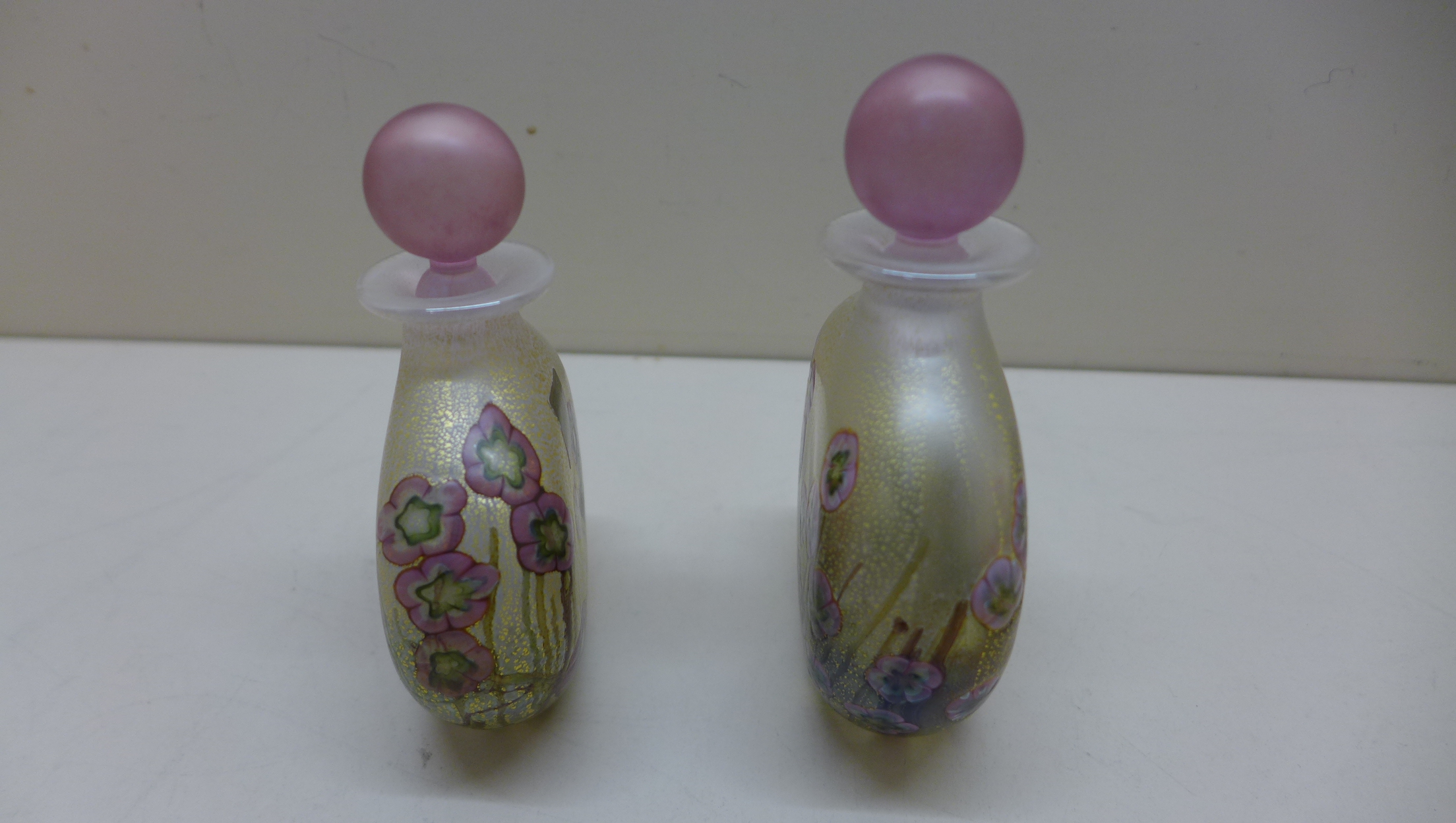 2 x Isle of Wight scent bottles - 10cm tall - both unsigned but possibly Timothy Harris - Image 2 of 4