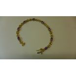 A 14ct yellow gold Amethyst and diamond bracelet 18.5cm long, approx 11.2gs, in good condition