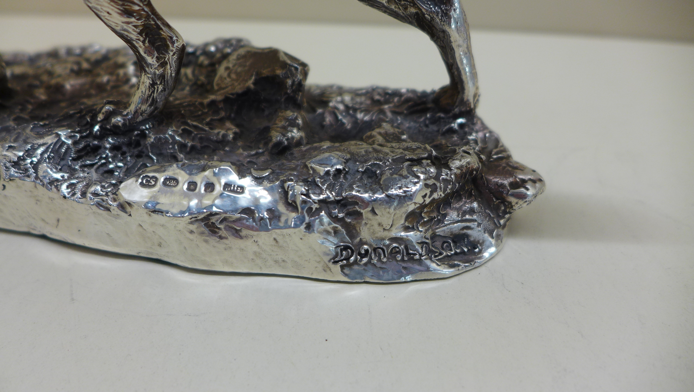 A modern silver resin filled model of a fox by Stiles Silver Sheffield - signed Donaldson. 24cm long - Image 3 of 4