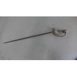 A heavy cavalry sword with fullered blade 110cm long, worn and has been painted