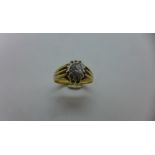 A yellow gold solitaire diamond ring with old cut stone approx 5.5mm wide, ring size T, approx 6.