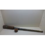 A 5 draw brass telescope by Broadhurst Clarkson and Co ltd. Generally good, leather worn and missing