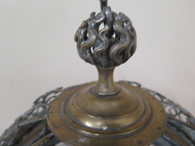 A 19th century brass ornate birdcage 42cm tall, 24cm diameter, generally good condition, wear - Image 2 of 4