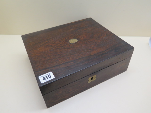 A 19th century Rosewood writing slope, 10cm x 27 x 23cm in polished condition - Image 3 of 4