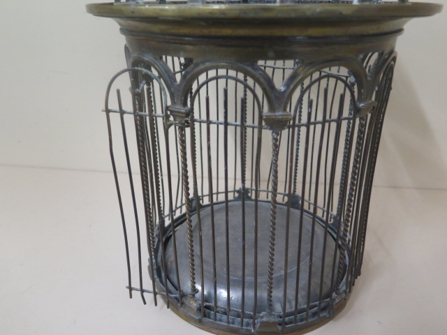 A 19th century brass ornate birdcage 42cm tall, 24cm diameter, generally good condition, wear - Image 3 of 4