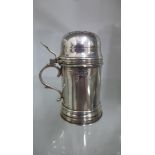 A silver mustard pot with blue glass liner. Hallmark London 1892/93 Marked Gillam London. Silver