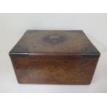 A Victorian walnut humidor with canterlever trays, 17cm tall, 32 x 25cm, good condition split to one