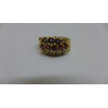 A 9ct gold ruby and tanzanite ring size Q approx 5gs, hallmarked, generally good condition