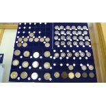 A collection of English coinage including some silver and part silver in 4 trays and a carry case