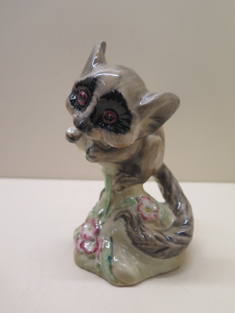 A 1940's Marcel Goldscheider pottery model of a bush baby. Height 16 cm. Condition- good, no damage.