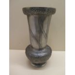 A Liberty and Co English pewter tudric stylised thorn trellis vase . Design no 0763 by David Veazey,