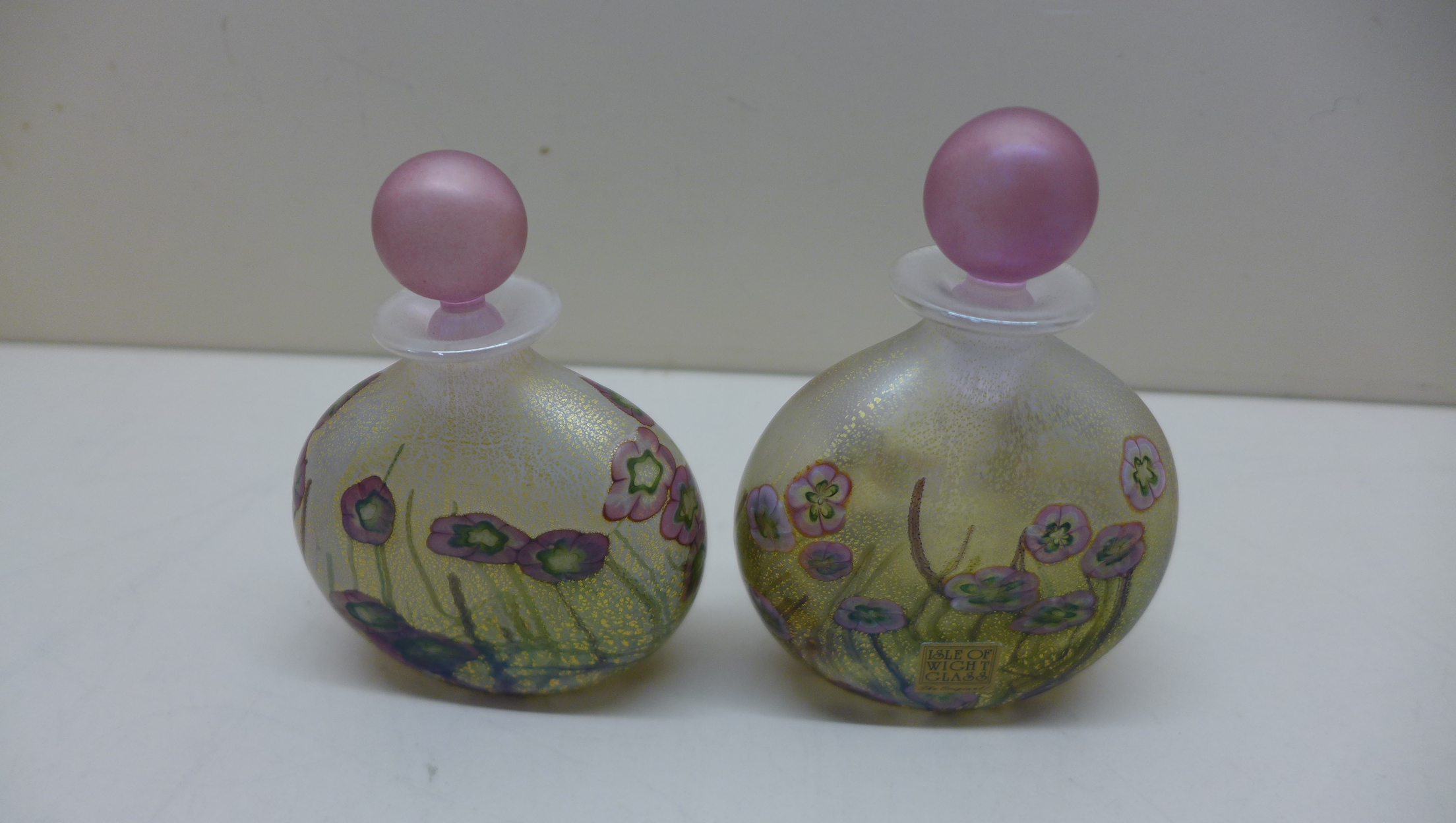 2 x Isle of Wight scent bottles - 10cm tall - both unsigned but possibly Timothy Harris - Image 3 of 4