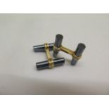 A pair of Boucheron 18ct yellow gold and Hematite baton cufflinks 22mm x 22mm total weight approx