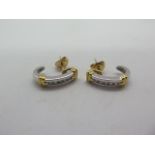 A pair of 18ct yellow and white gold banded diamond earrings, 20mm long, approx 6.4 grams, in good