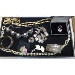 A selection of silver and other jewellery including a silver charm bracelet - weighable silver