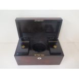 A 19th century Rosewood two section tea caddy for green and black tea in polished condition, 21cm