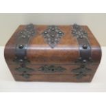 A Walnut and brass mounted jewellery box 13cm x 26 x 19cm