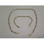 A 9 ct gold bracelet and a necklace both hallmarked, 20 cm and 45 cm long, both generally good,