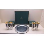 A Gucci 925 silver tray and 4 beaker set. All boxed with wraps in good condition. Total weight