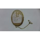 A 9ct yellow gold cameo brooch. 5 x 4cm, some repair to mount. Cameo good, total weight approx 11.