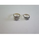 A 9ct gold cluster ring and a 9ct and silver ring, total weight approx 5.4grams
