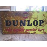 Automobilia: a vintage Dunlop advertising sign, polychrome painted metal, detailed 'DUNLOP The
