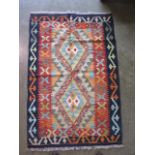 A hand knotted woollen chobi kilim, 125cm x 85cm