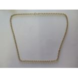A hallmarked 9ct gold chain, 51cm long, approx 7.9grams, generally good condition with catch working