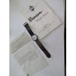 A silver JW Benson manual wind wristwatch cushion case, 29mm wide, in running order, some small wear