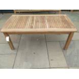 A boxed teak coffee table, new and boxed, 120cm x 60cm