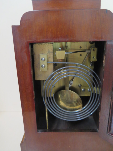 A 19th century bracket clock, mahogany case with brass inlay 8 day movement, twin fusee, strikes - Image 5 of 5